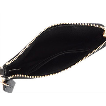 Corner Zip Wristlet In Crossgrain Leather Black / Gold # F53429